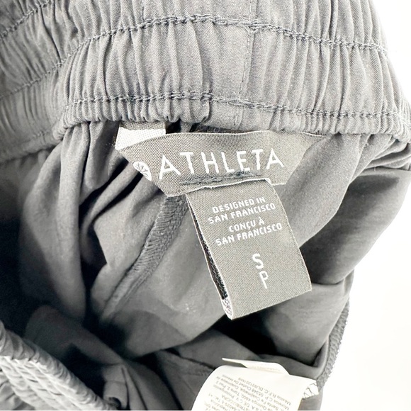 NWT Athleta Midday Mid Rise Midi Poplin Skirt Small Black Pockets Elastic Waist - Picture 8 of 8